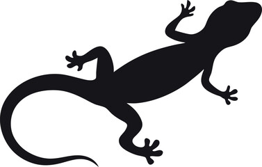Simple Silhouette of a Gecko Lizard on White Background