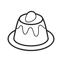 Panna Cotta Dessert Line Art Drawing