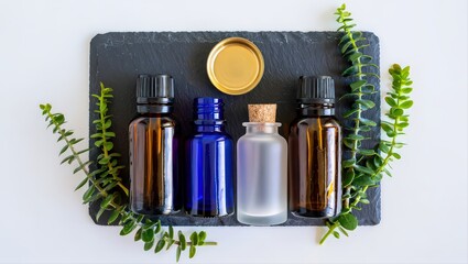 Black ultrasonic essential oil diffuser with eucalyptus leaves