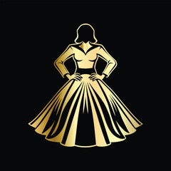 Fashionable Women's Dress Logo Design | Elegant Beauty Fashion Vector Illustration for Branding. Stylish Women's Dress Logo | Beauty Fashion Vector for Modern Clothing Boutique Identity.