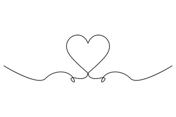 Fototapeta premium Minimalist continuous one line drawing of a heart outline for modern designs 