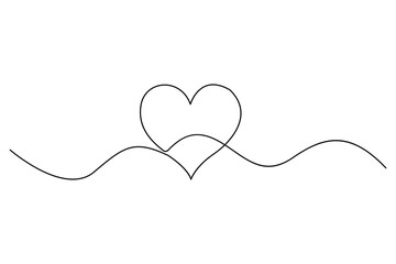 Fototapeta premium Minimalist continuous one line drawing of a heart outline for modern designs 