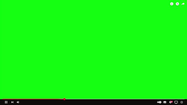 YouTube Desktop Full Screen In-Feed Player UI Overlay (Greenscreen) &ndash; YT Horizontal Video Layout Interface Mockup for Marketing Showreels and Content Presentation