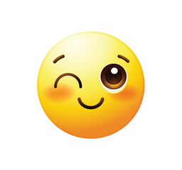 Winking emoticon vector illustration isolated. Wink emoji icon.