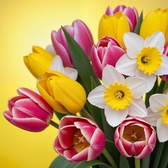 Naklejka premium Bright and Colorful Blooming Tulips in Vibrant Spring Display