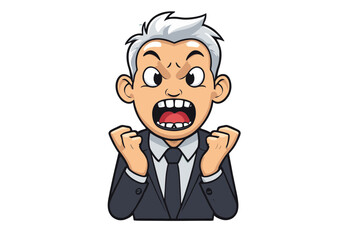 Obraz premium Angry Businessman Cartoon Illustration Vector Art of Frustrated Executive