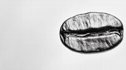 Close-Up of a Single Roasted Coffee Bean on White Background