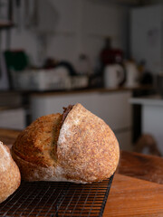 Crusty Artisan Sourdough Bread Close-Up.