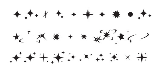Black Sparkle and Twinkle Icon Set – Vector Light Symbols Collection, Victor illustration eps 10