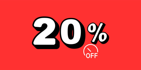Title: Sale Off promotion set made of numbers. Vector Illustration 20% percent with red background

