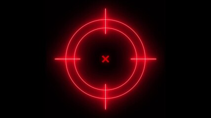 Glowing neon target icon animation with red color. Military training and target concept. - Powered by Adobe