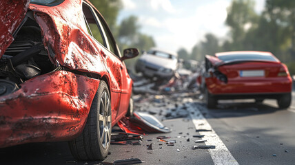 a car accident between two cars in a highway