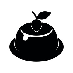 Panna Cotta Dessert Black Silhouette Vector Illustration