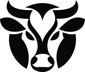 black and white image of a cow head