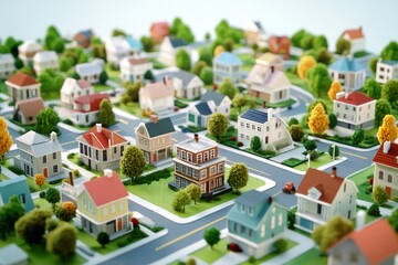 Mini 3D city model with cartoon buildings