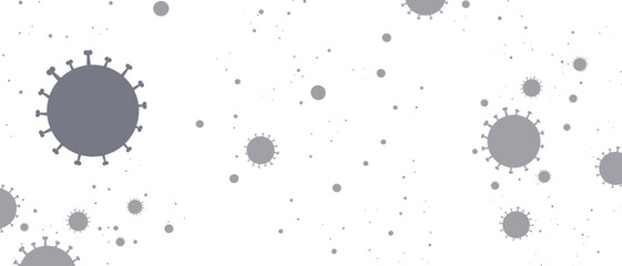 Gray virus cells on white vector background in modern flat style. Perfect for neutral pandemic-themed designs, reports, or scientific communication.