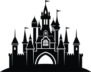 Obraz premium Castle Silhouette Icon Vector, Castle Clipart Design