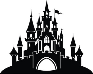 Obraz premium Castle Silhouette Icon Vector, Castle Clipart Design