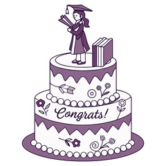 Congrats Graduation Cake Graphic for School or College Ceremony
