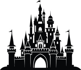 Obraz premium Castle Silhouette Icon Vector, Castle Clipart Design