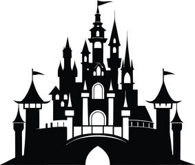 Obraz premium Castle Silhouette Icon Vector, Castle Clipart Design