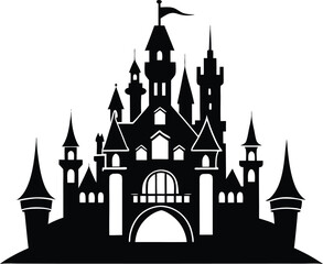 Fototapeta premium Castle Silhouette Icon Vector, Castle Clipart Design