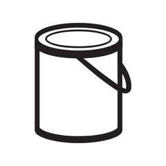 a simple black outline icon on a white background of a cylindrical candy paint can with handle