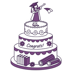 Editable Graduation Cake Clipart for Invitations and Posters