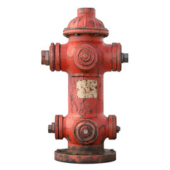 Weathered Red Fire Hydrant Isolated on Black Background