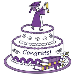 Graduate Girl Cake Topper Illustration Vector Format
