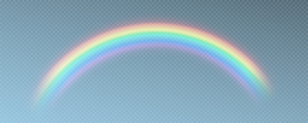 Rainbow, realistic rainbow spectrum on transparent background, vector png.	
