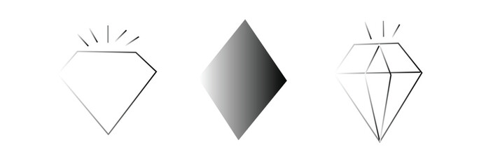 Diamond icon set. Different shapes of diamond cuts.