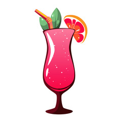 Grapefruit cocktail. Summer refreshing drink. Vector illustration.