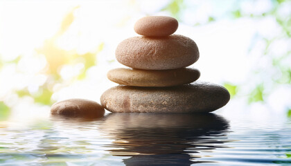 Obraz premium a stack of rocks in water