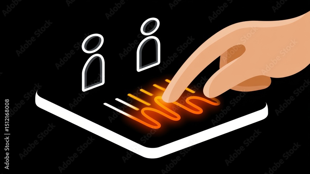 Poster hand engaging with a floating kpi dashboard featuring human icons and dynamic data visuals