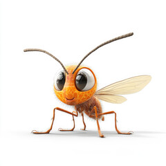 Cute cartoon insect with big eyes and fuzzy body