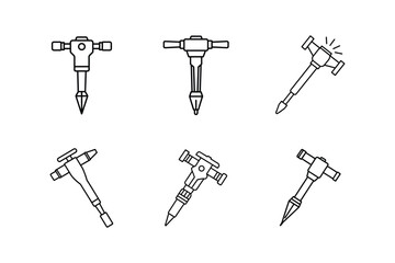 jackhammer icon line art vector illustration