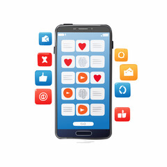 Smartphone Social Media App Interface Vector Illustration