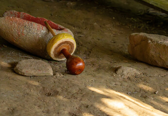 indigenous poporo tradition for dry coca leaf ancestral ethnique pre columbian culture in colombia 
