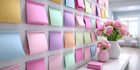 a hyper realistic campaign board filled with colorful sticky notes, real textures, and natural lighting