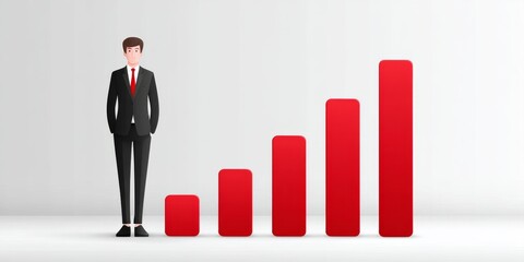 a minimalist illustration of a leader standing beside a progress chart