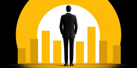 a minimalist illustration of a leader standing beside a progress chart