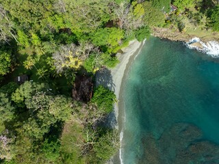 private beautiful beach aerial view in playa regalo capurgana in colombia caribbean sea travel jungle 