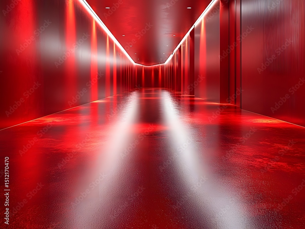 Poster bold red gradient with sleek metallic reflections for modern branding visuals