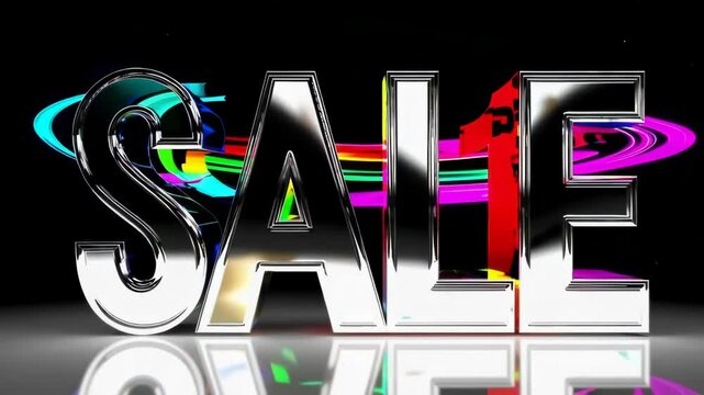 Glossy SALE Letters in Dramatic Lighting with Percent Symbols