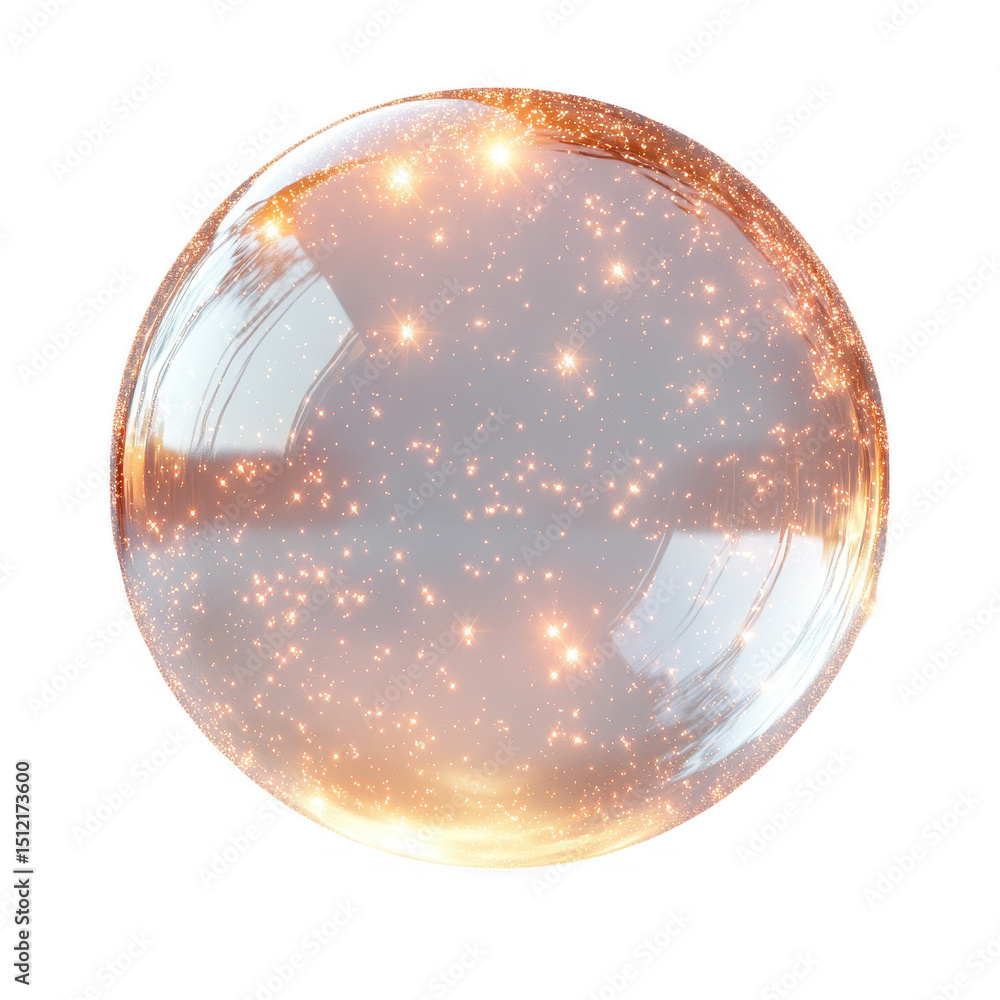 Poster sparkling orb crystal ball with glowing lights and glitter effect on black background for design ass