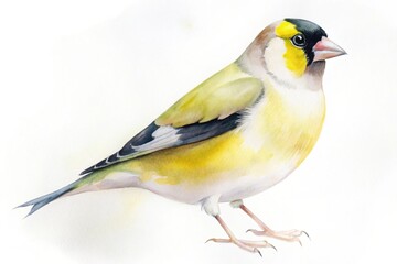 Naklejka premium Watercolor painting of a beautiful goldfinch bird artwork
