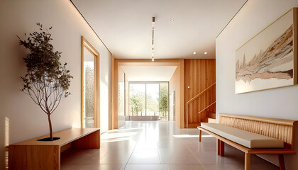 Minimalist Interior Design of a Modern Apartment Hallway