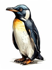 an AI Image Generator, Illustrated Portrait of a Emperor Penguin
