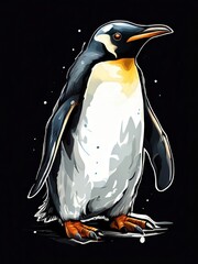 an AI Image Generator, Illustrated Portrait of a Emperor Penguin